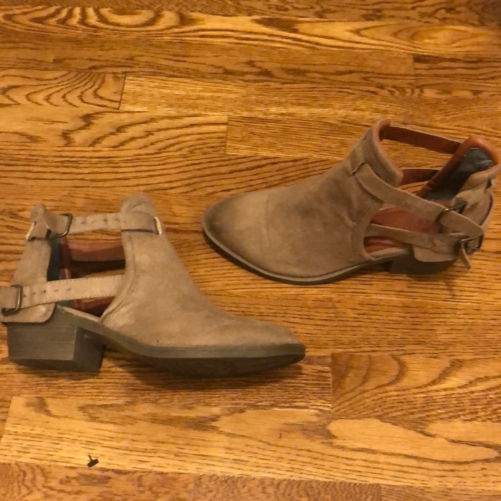 BC - brown suede booties